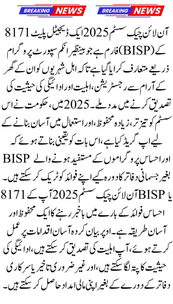 8171 Online CNIC Check System 2025 Benazir Income Support Program Full Guide
