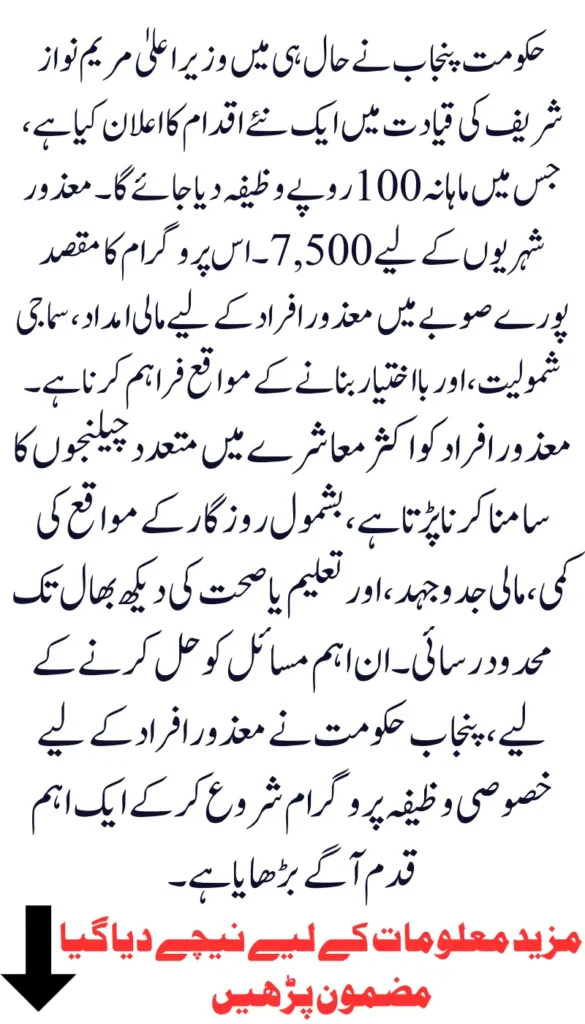 Punjab Govt Offers Rs. 7,500 Monthly Stipend for Disabled Citizens – Complete Details