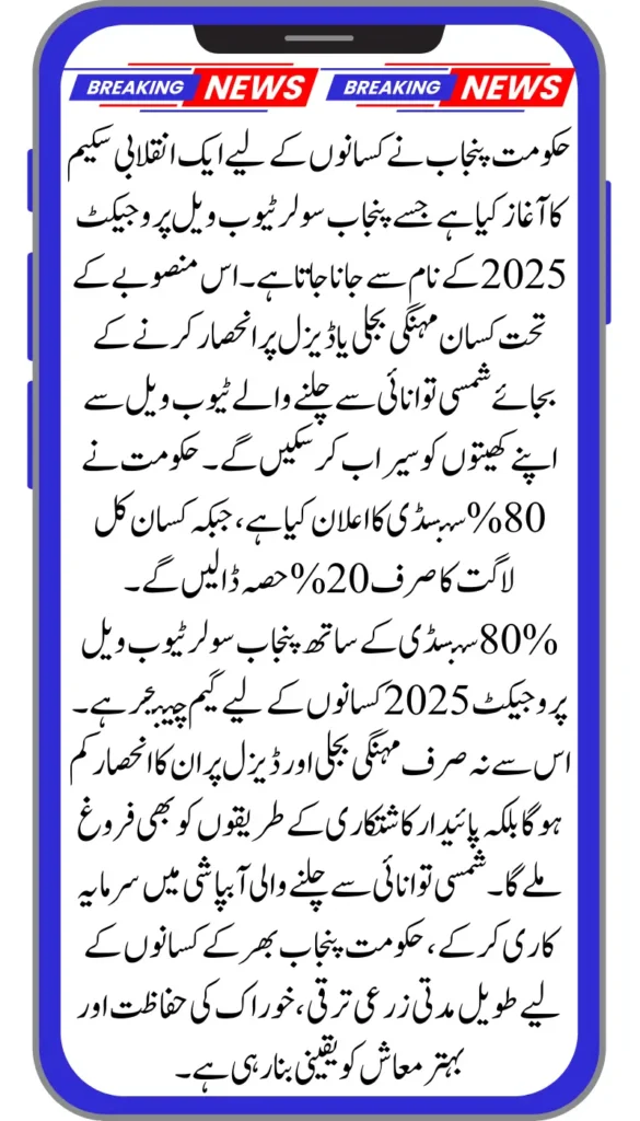Punjab Solar Tubewell Project 2025 – 80% Subsidy for Farmers